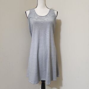 MIK Tie String Thin Striped Sleeveless Swing Dress sz 10 Black‎ White